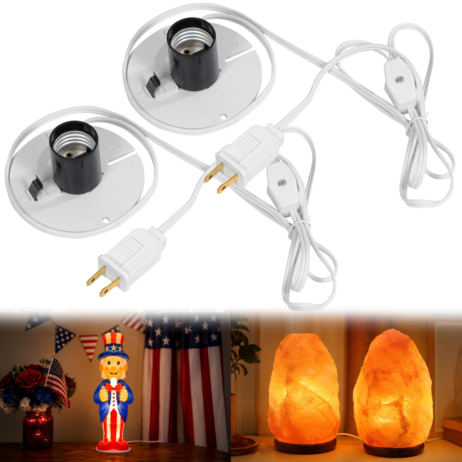 Blow Mold Light Kit Replacement with Switch, E26/E27 Cord with Two Fuse for H gallery