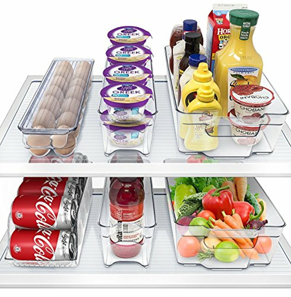 6 Pack Refrigerator Organizer Bins Set - Fridge & Pantry Clear Stackable Storage gallery