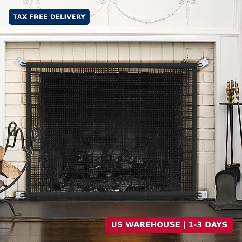 Fireplace Screen Safe Mesh Gate: Fireplace Cover Child Safety Barrier Guard for gallery