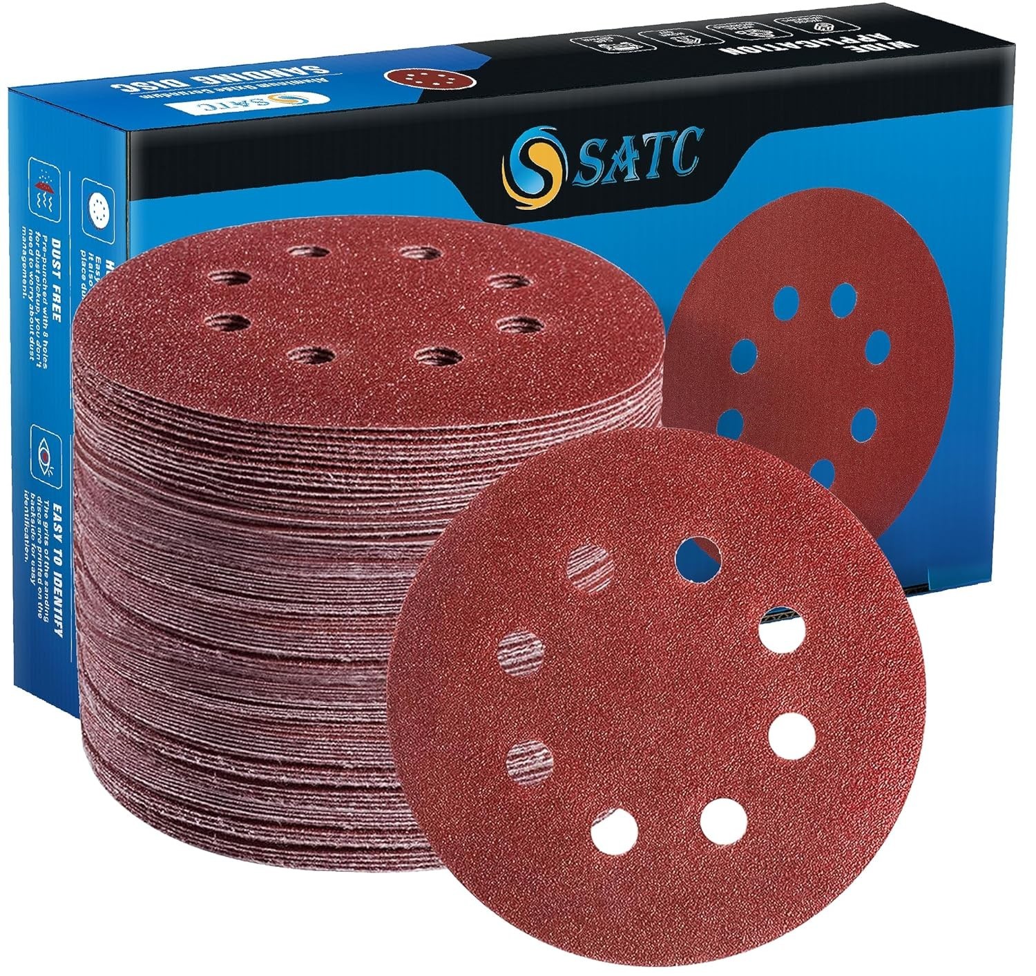 72PCS 5in Hook Loop Sanding Discs 8 Hole Orbital Sander Sandpaper 7 Grits gallery