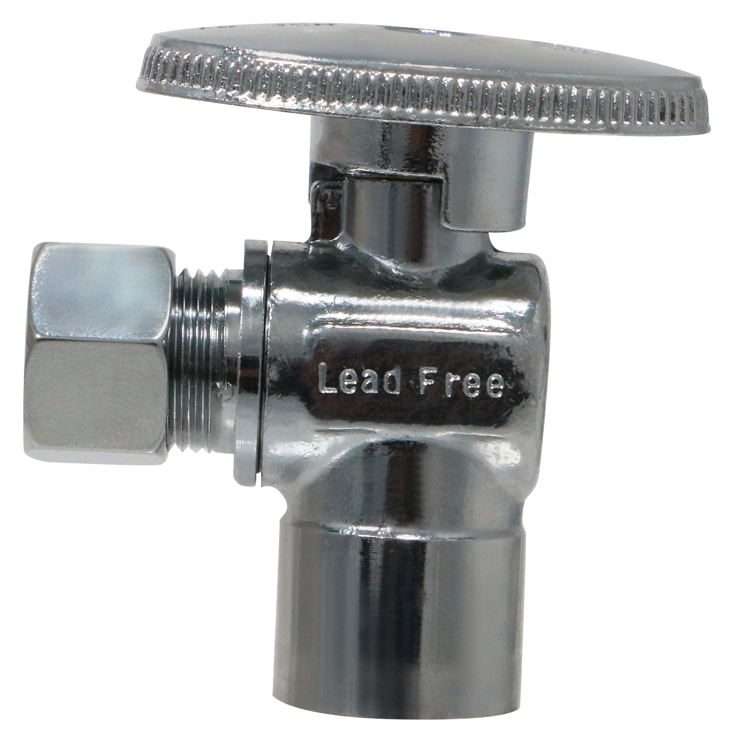 (100) 1/4 TURN ANGLE STOP VALVE COMPRESSION 3/8" OD X 1/2" SWEAT (LEAD FREE) NSF gallery