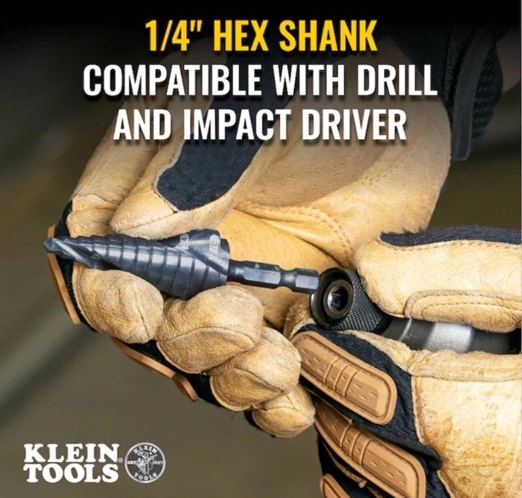 Klein Tools 3 Piece Premium Quick Release All Purpose Step Bit Kit QRST3PC (NEW) gallery