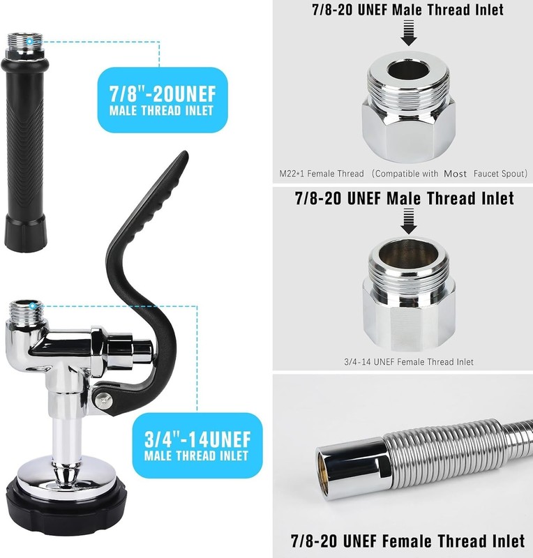 Spray Valve with 45" Flexible Stainless Steel Hose & Pre-Rinse Overhead Spring, gallery