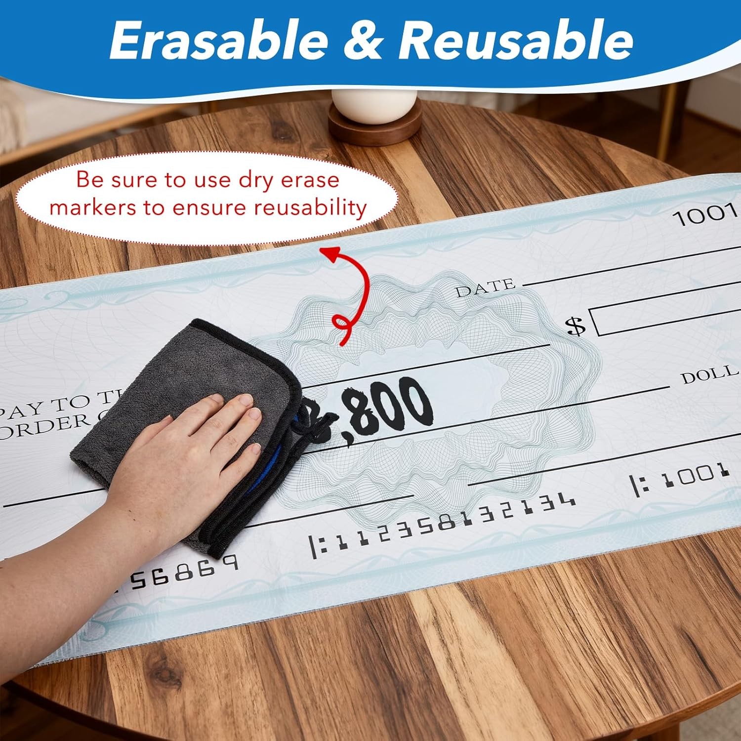 32 x 13.5 in Reusable Giant Check Dry Erase Big Large Fake Check gallery