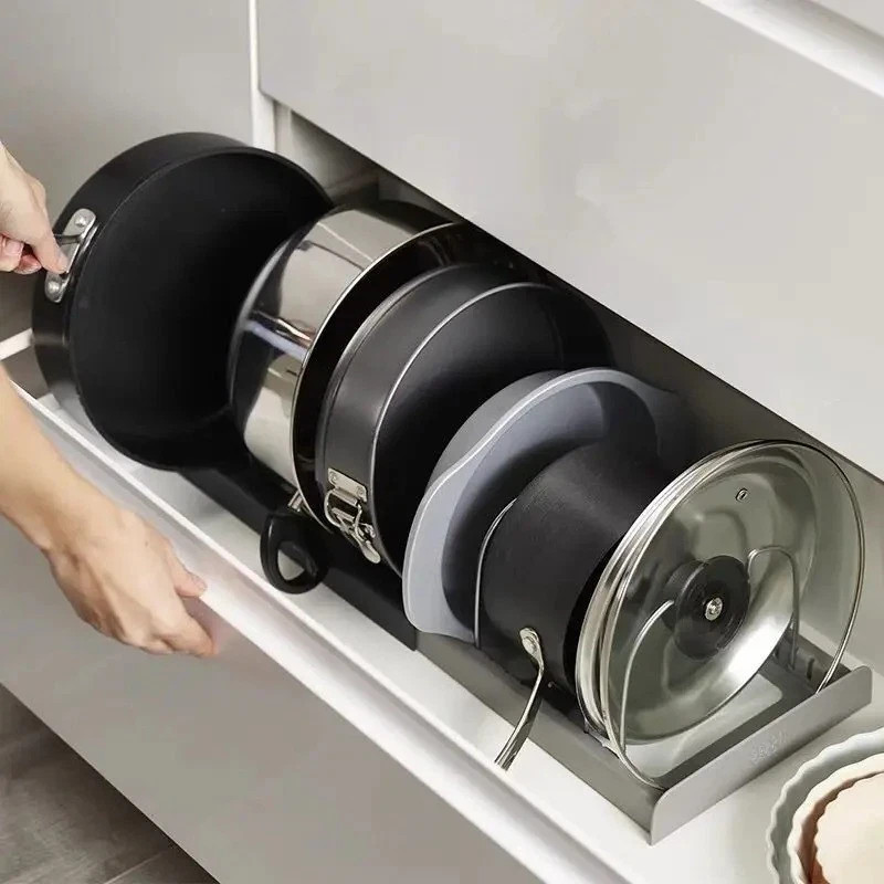 Expandable Adjustable Kitchen Organizer Rack for Pot Lids, Pans, Plates Cabinet gallery