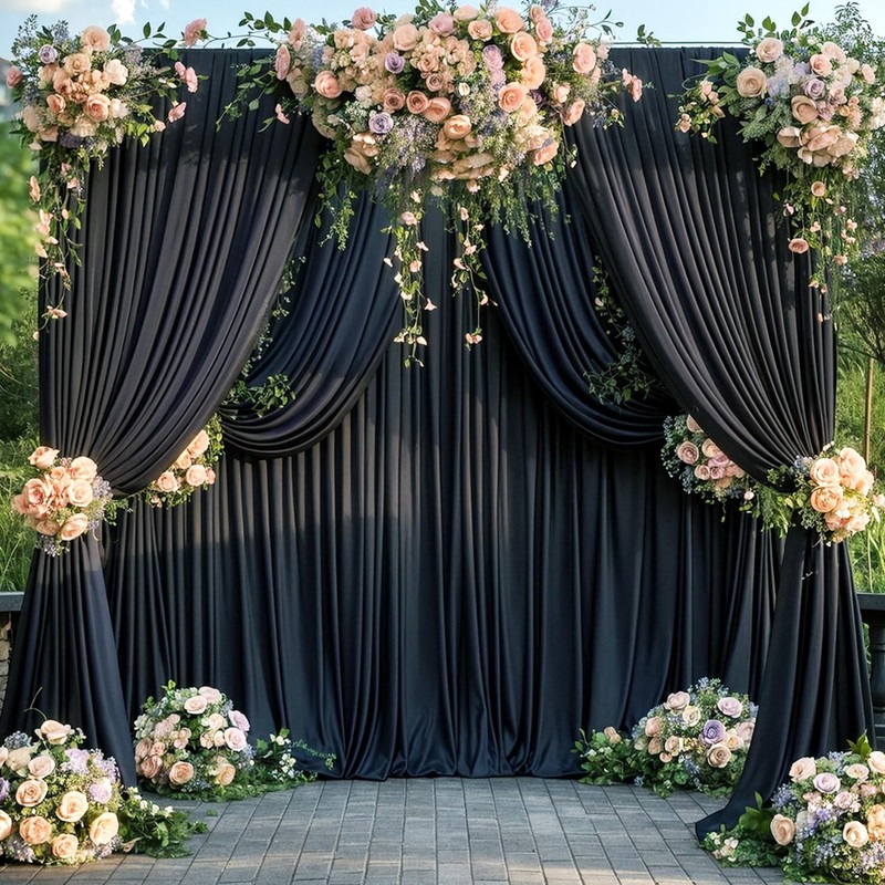 20ft x 12ft Black Backdrop Curtains Panels for Parties Birthday Party Wrinkle... gallery
