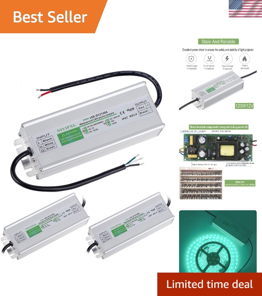 3 Pack LED Driver 120 Watts Waterproof Power Supply Transfoer Adapter 100V-2... gallery
