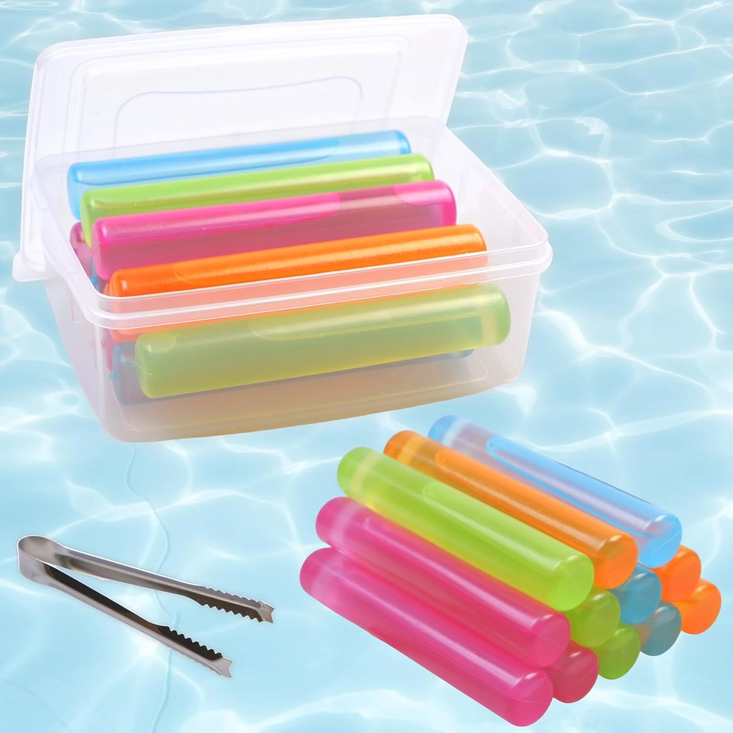 12 Pack Reusable Ice Cube with Lid and Bin, Plastic Cubes for Drinks BPA Free, gallery