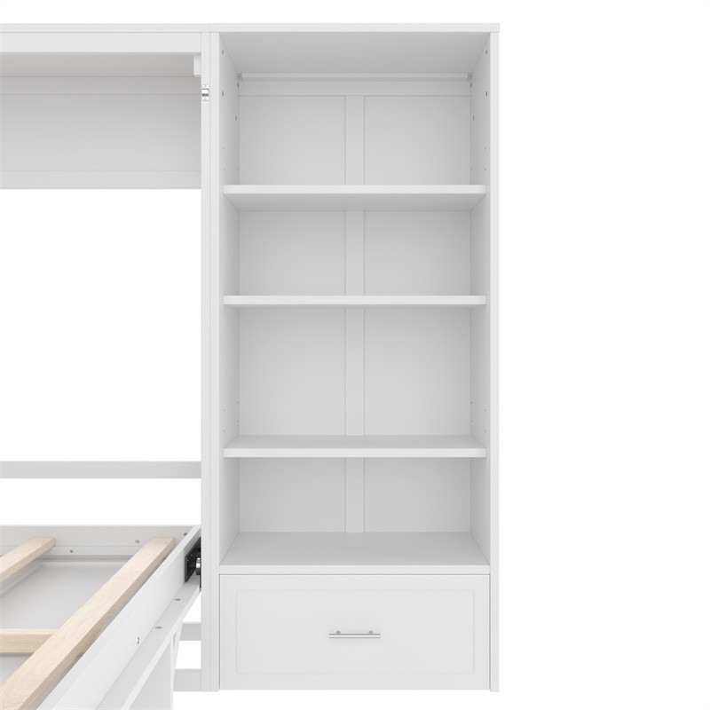 Queen Size Murphy Bed with Height Adjustable Storage Compartments and Drawer gallery