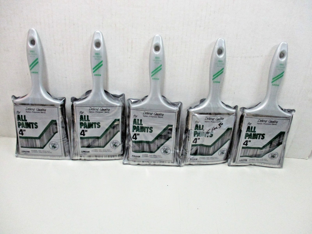 5 Linzer 4" All Paint Brushes Polyester Nylon Bristle # 3883