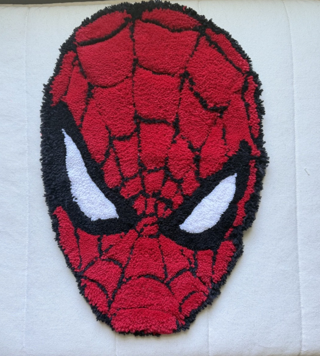 Spider Hero Inspired Rug Handmade Tufted Superhero Room Decor Red Black gallery