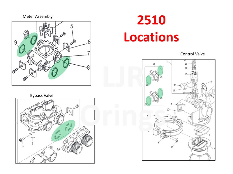 Fleck 13305 / Rainsoft 17961 - 4 Compatible Orings 2510 5600 9000 9100 9500 EC4 gallery