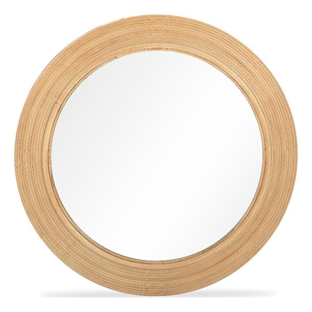 Pemberly Row Natural Rattan Round Wall Mirror - 43.5"W x 2"D x 43.5"H gallery