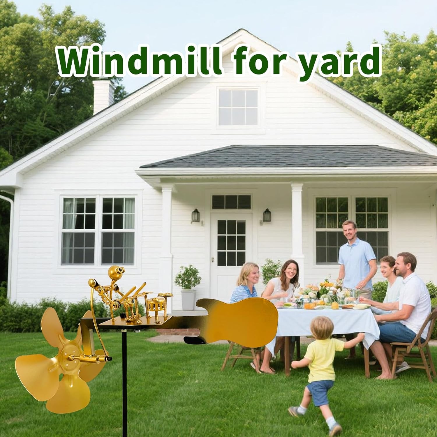 Handmade Metal Drummer Windmill, Rock Art Sculptures, Wind-Powered Kinetic Figur gallery