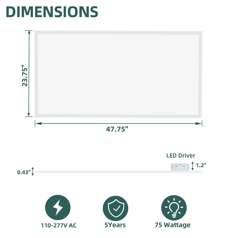 45W 2X2FT LED Flat Panel Light 75W 2x4FT Dimmable 0-10V 120LM/W ETL Certified gallery