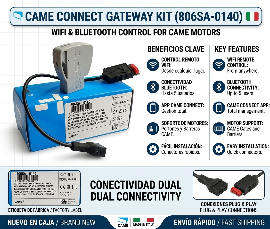 CAME Connect Wi-Fi Gateway & Bluetooth Selector 806SA-0140 For CAME Motors - New gallery