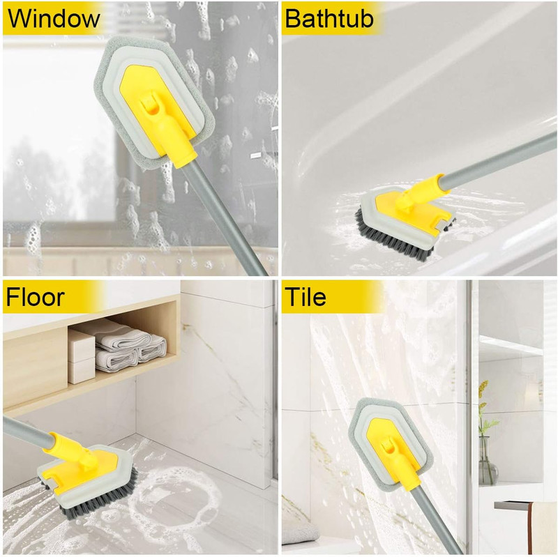 Shower Cleaning Brush with Locking Head, 3 in 1 Tub Tile Scrubber Brush with 50' gallery