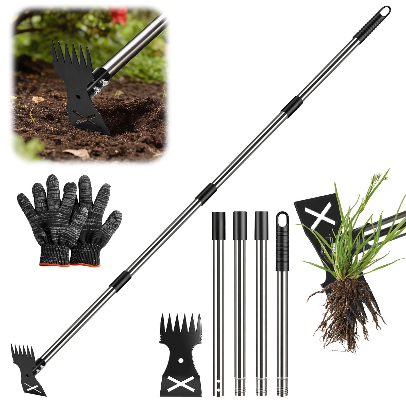 Weed Puller Tool with Long Handle - Adjustable Length Manual Weeder Tool, 2 i... gallery