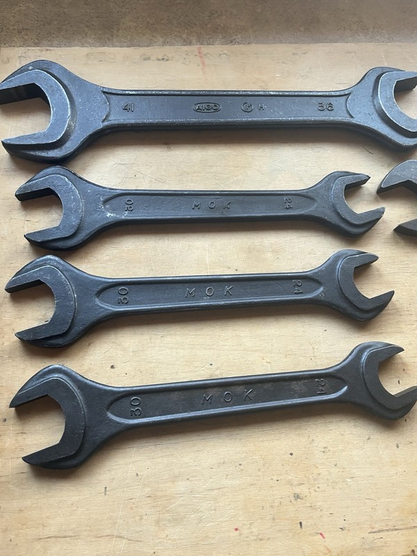 7 ASAHI, AIGO, MOK TOOLS Double Open End Wrenches SN 41-15mm Japan Machinist gallery