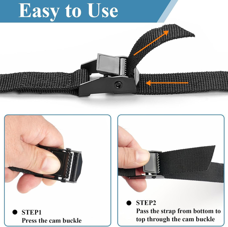 Adjustable Tie Down Straps - 4 Pack Ratchet Straps for Trucks and Cargo gallery