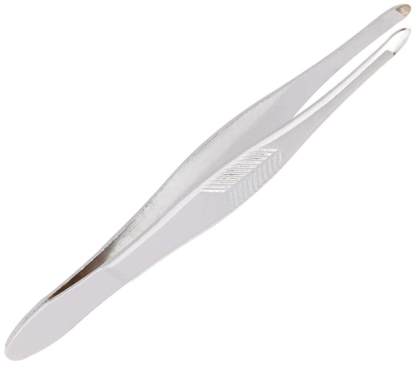 Trim Blunt Tip Tweezers with Textured Grip 1 Count (Pack of 1), Silver gallery