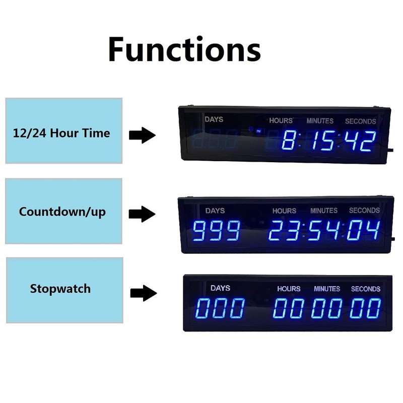 Blue 1.8" 9Digits Large LED Countdown Count Up Days Clock with Remote Christm... gallery