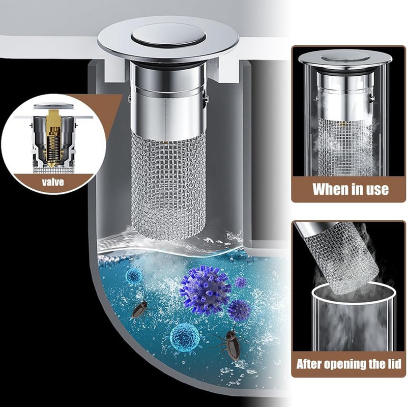 Universal Bathroom Sink Plug Stopper Pop-Up Drain Filter Wash Basin Core Bounce gallery