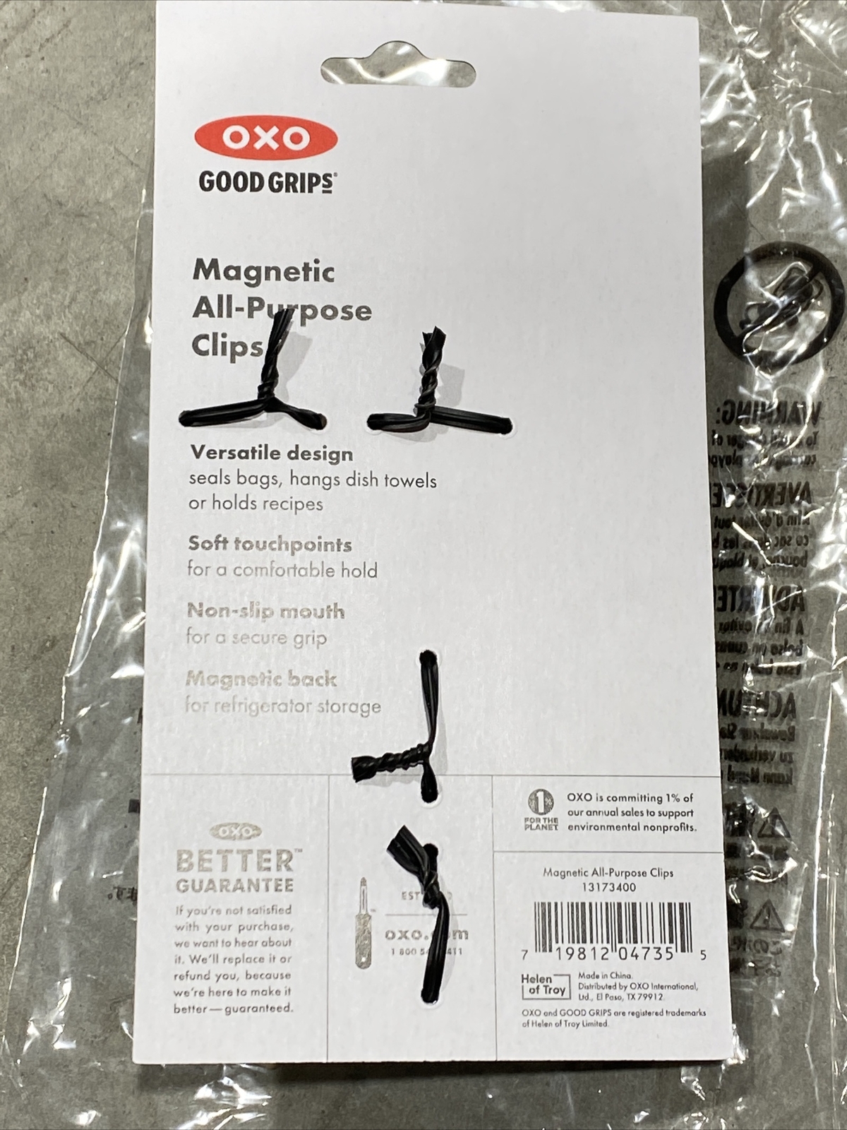 OXO Good Grips Magnetic All-Purpose Clip 4 White Strong Kitchen Bag Clip New gallery