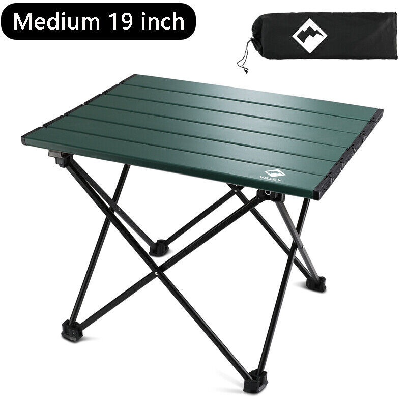 VILLEY 19 in Camping Side Table Aluminum Roll Up Folding Beach Table w/Bag Green gallery