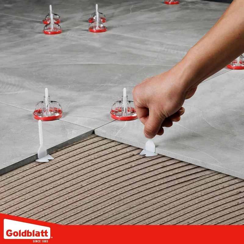 Goldblatt Tile Leveling System 250PC 1/16" Tile Spacer 100 Cap w/Anti-Shift Ring gallery