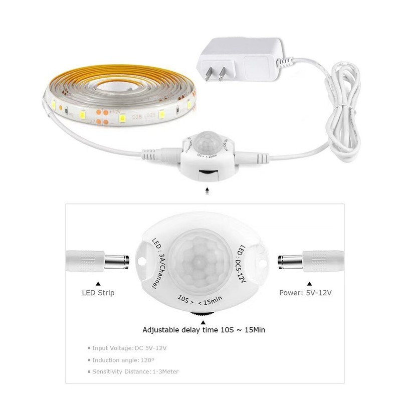PIR Motion Sensor LED Strip light 12V Auto on/off For Stair Wardrobe Closet gallery