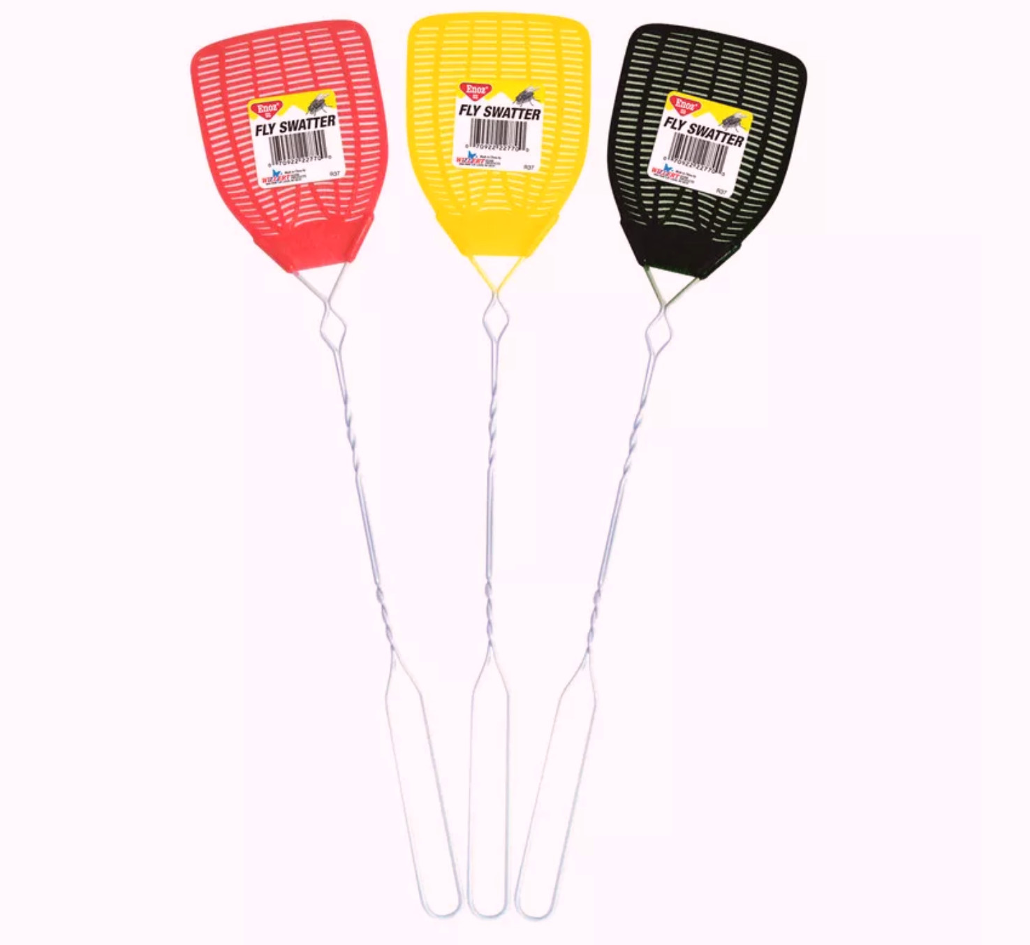 Willert R37.24 Enoz Assorted Colors Plastic Mesh Head Fly Swatter (Pack of 24) gallery