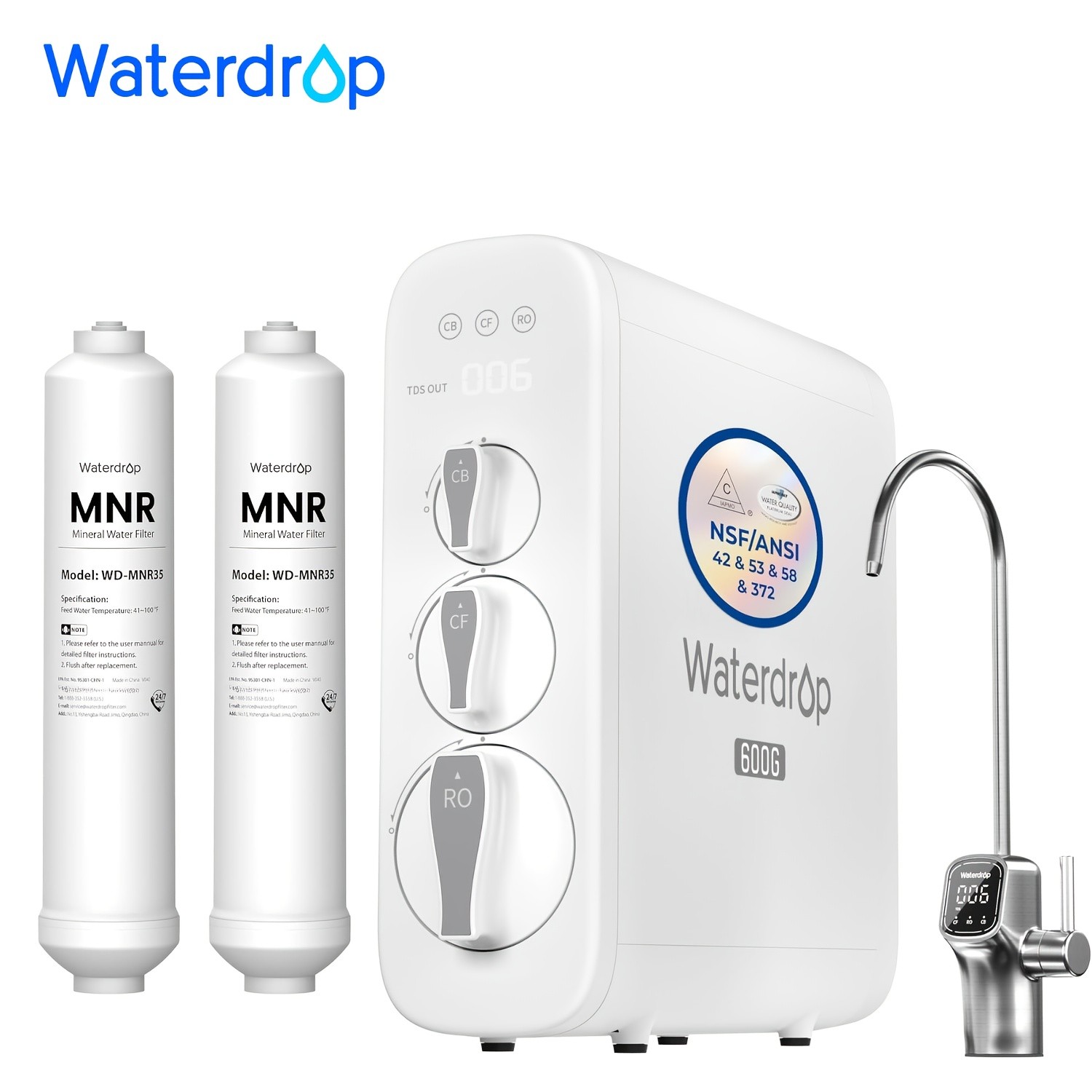 Waterdrop G3P600 Reverse Osmosis System 8-Stage Filtration Extra 2 MNR35 Filter gallery