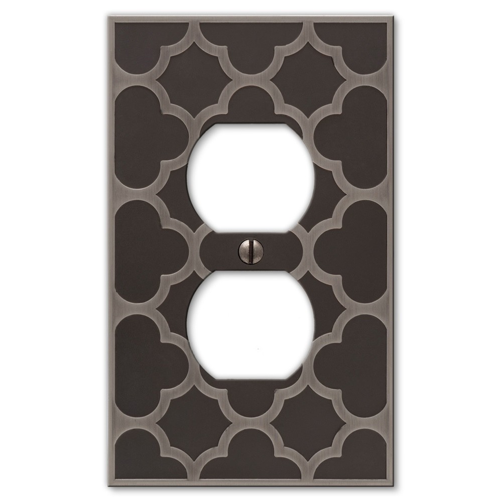 Amerelle Estonia Quatrefoil Single Duplex Outlet Wall Plate Cover Nickel Finish gallery