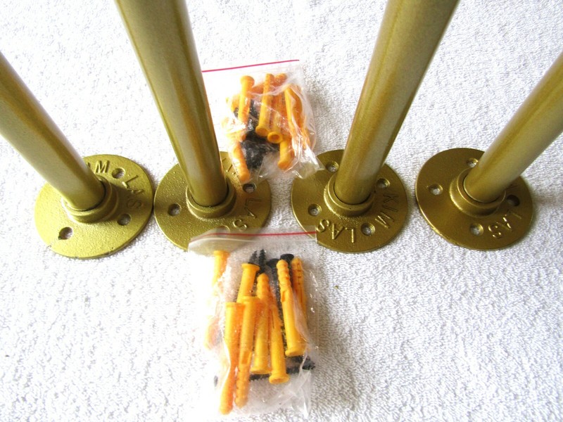 16" Pipe Gold Tone Shelf Brackets, Set of 4. NIB. gallery