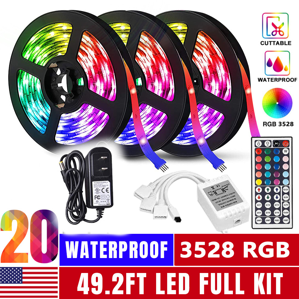 100FT Flexible 2835 RGB LED Strip Light Remote Fairy Light Room Party Waterproof gallery