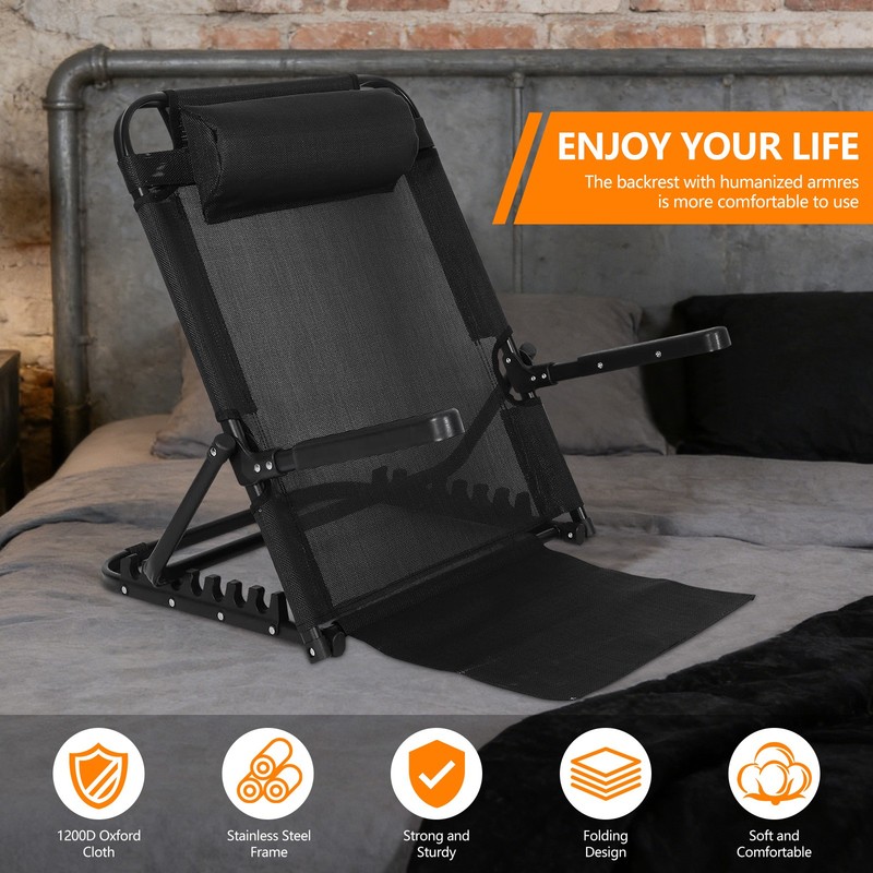Lifting Bed Backrest with Armrest Portable Folding Adjustable Sit up Back Rest gallery