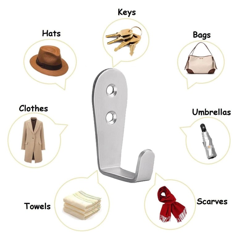 Coat Hooks Wall Mounted, 6 Pack Single Entrance Hooks Heavy Duty Brushed Wall... gallery