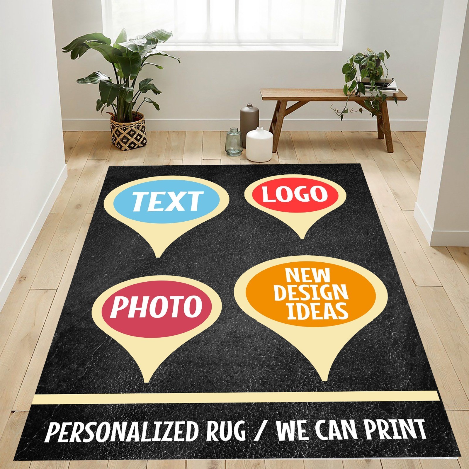 Custom Area rug, Your photo, logo, text . No Import Fees – Seller Pays Tariffs gallery