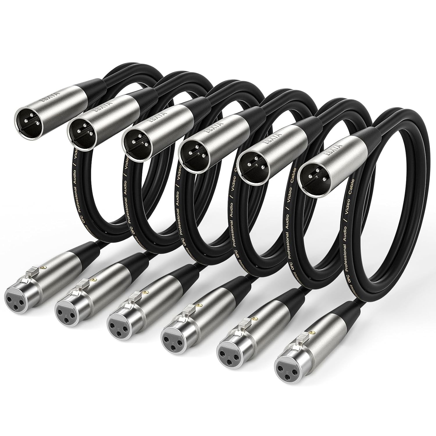 EBXYA XLR Cables 3ft 6-Packs - Standard XLR Male to Female Microphone Cable with gallery