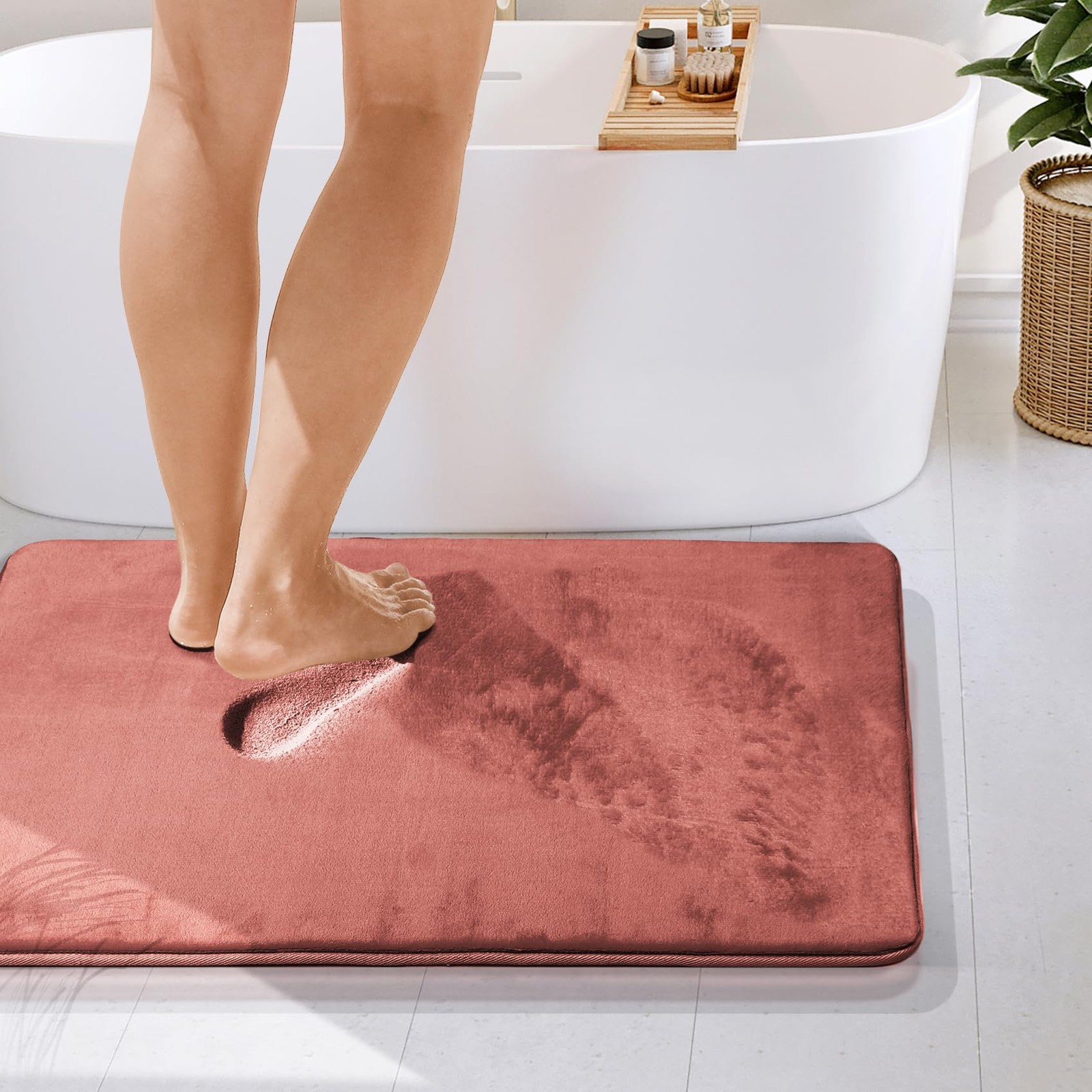 Clara Clark Bathroom Rugs Velvet Memory Foam Bath Mat Non-Slip Bath Rugs gallery