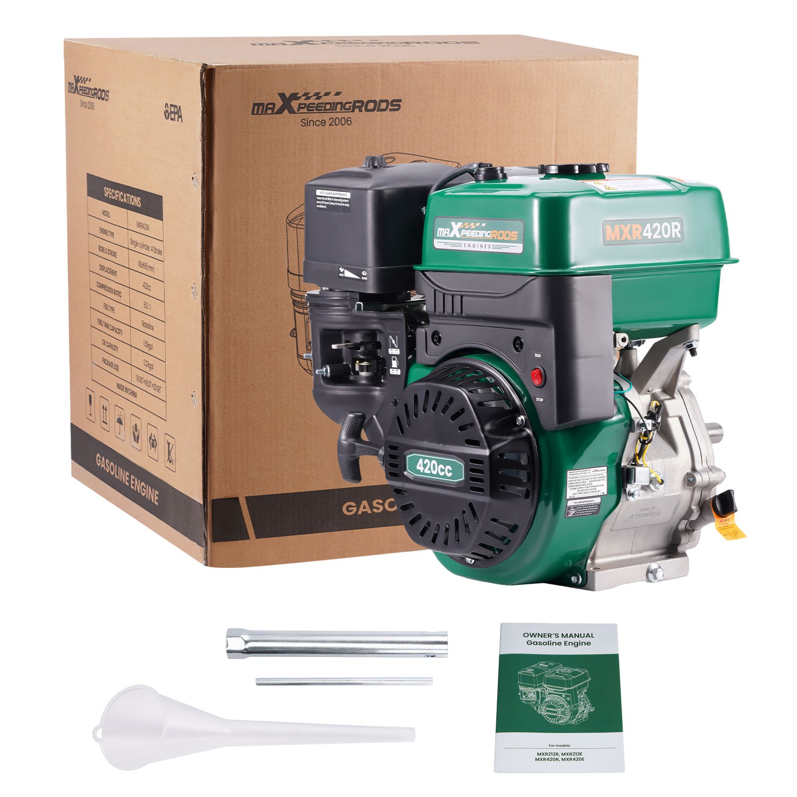 15HP 420cc Horizontal Engine Motor Gasoline 4 Stroke Recoil Start For Water Pump gallery
