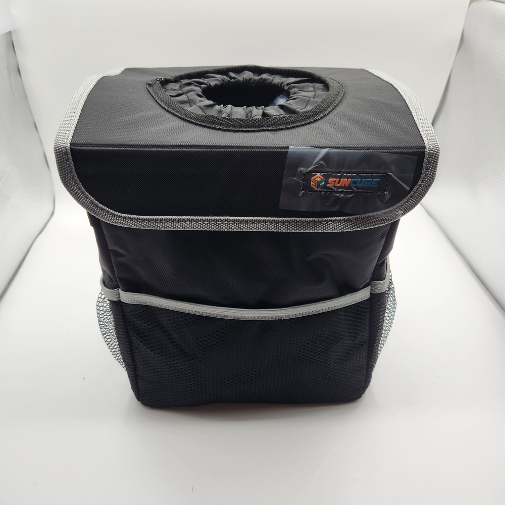 SUN CUBE Car Trash Can - Mesh Pockets, Elastic Opening - Waterproof & Leakproof