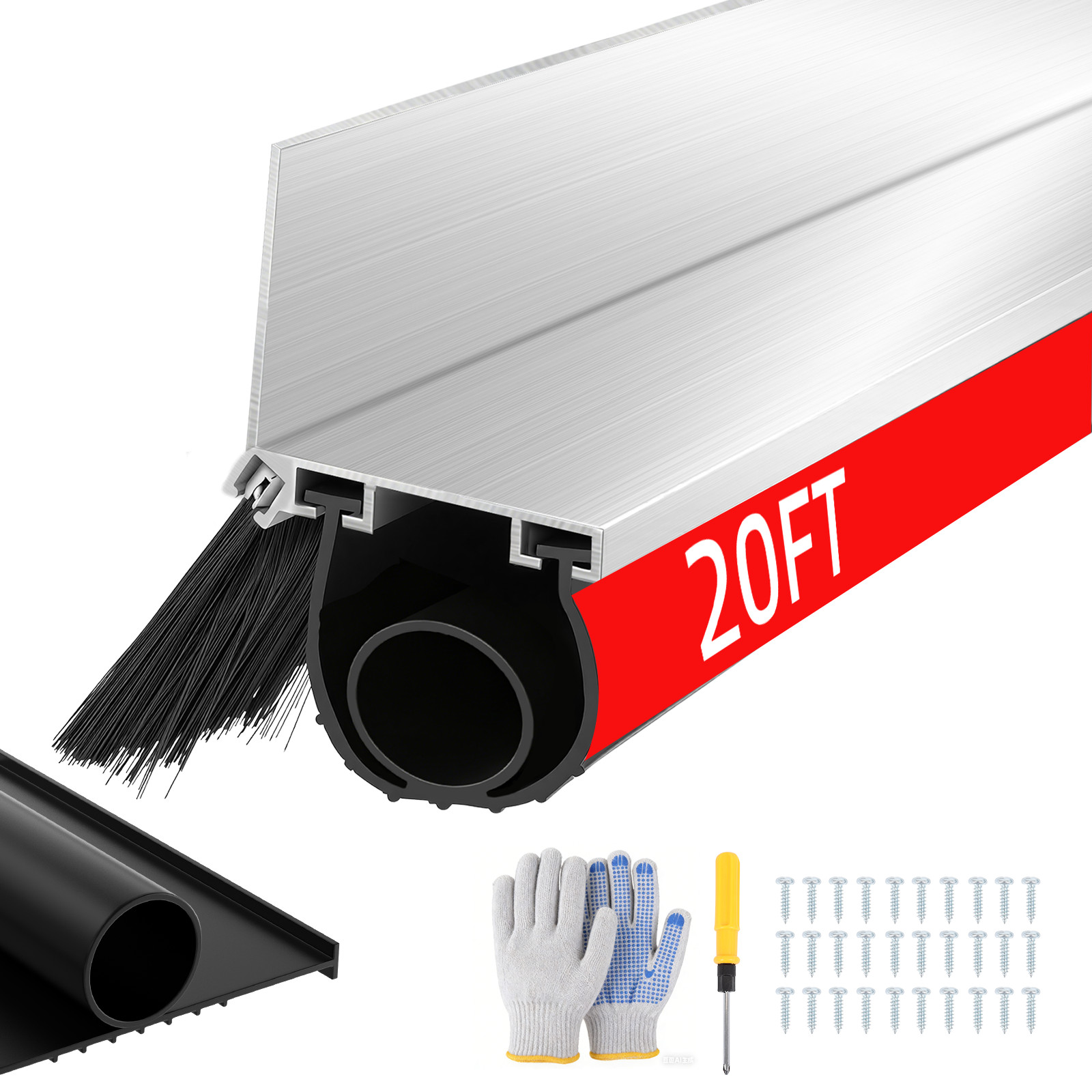 20FT Universal Garage Door Seals Kit，Heavy Duty EPDM U+O Bottom Rubber gallery