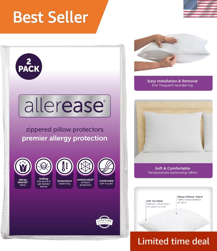 King Size AllerEase Pillow Protectors - 240 Thread Count and Allergy Defense gallery