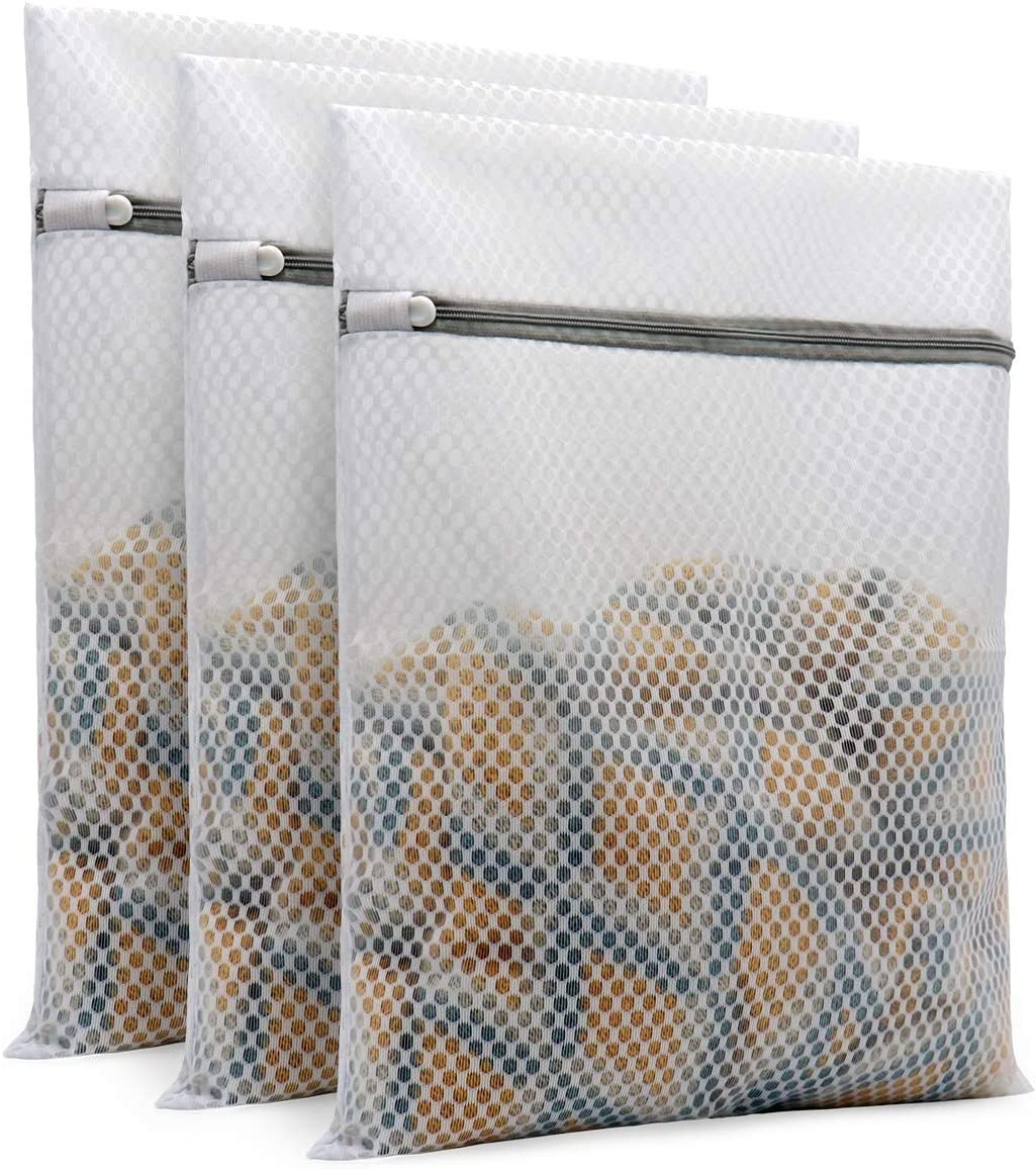 3Pcs Durable Honeycomb Mesh Laundry Bags for Delicates 12 X 16 Inches (3 Medium) gallery