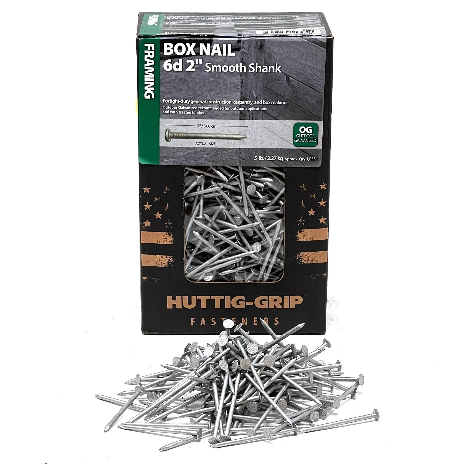 Huttig Grip 6d Framing Box Nail 2in Outdoor Galvanized HGN6OGBX5 5 lb 1035 Nails gallery