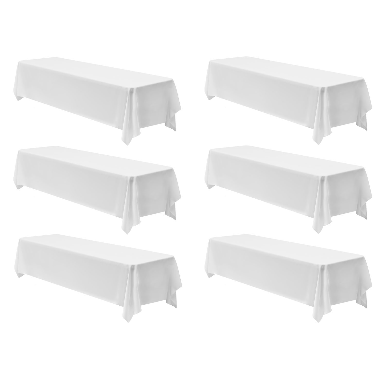 Uimoso 90x132 Inch White Rectangular Tablecloth for Weddings, Parties, 6 Pack gallery