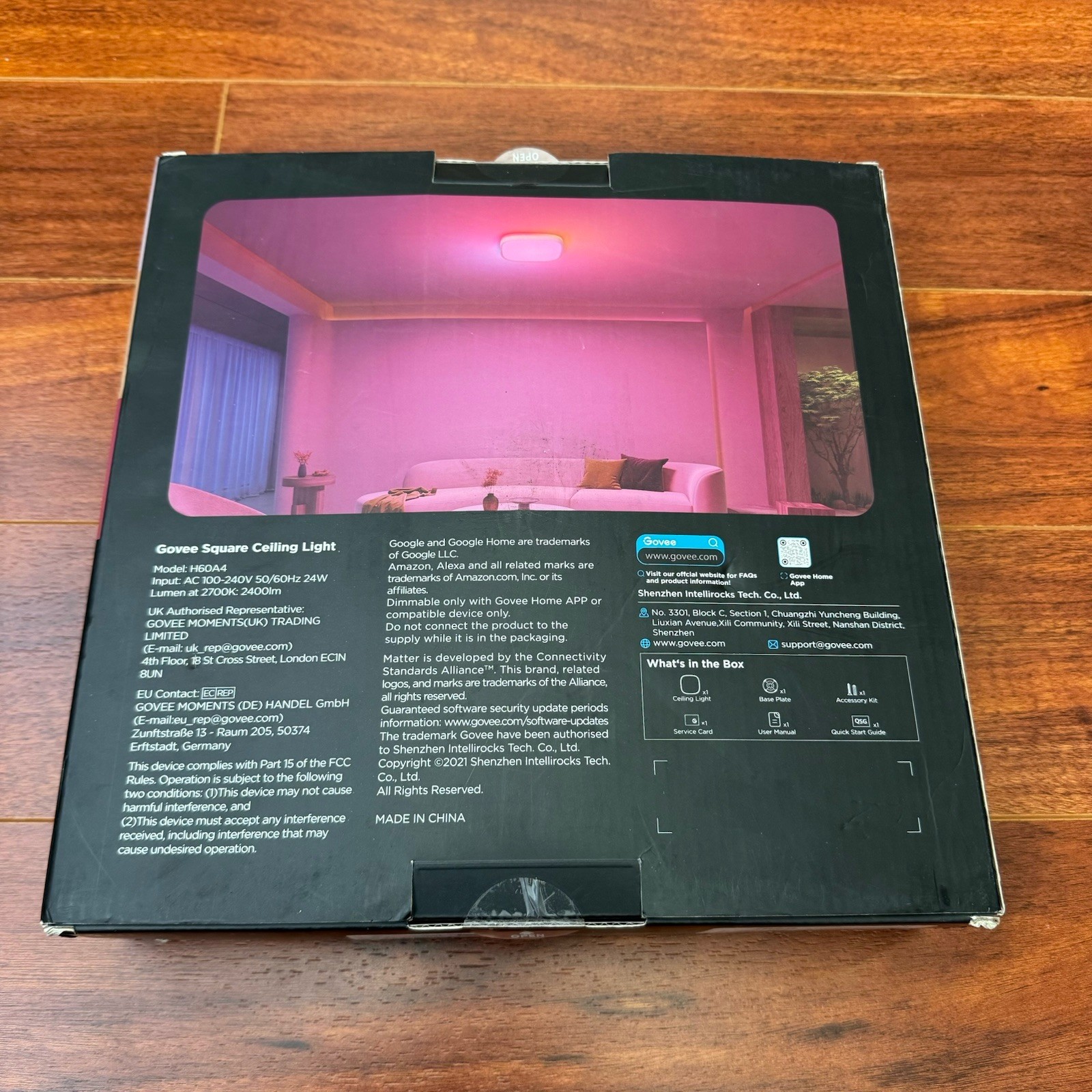 Govee Smart Ceiling Light, RGBIC LED Square Ceiling Light Fixture - Open Box gallery