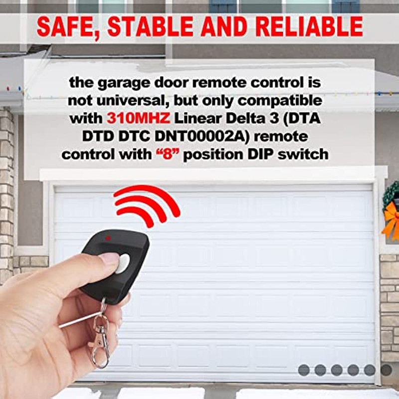 2X Garage Door Remote Compatible for Linear Delta 8 Dip 310mhz Gate Opener USA gallery